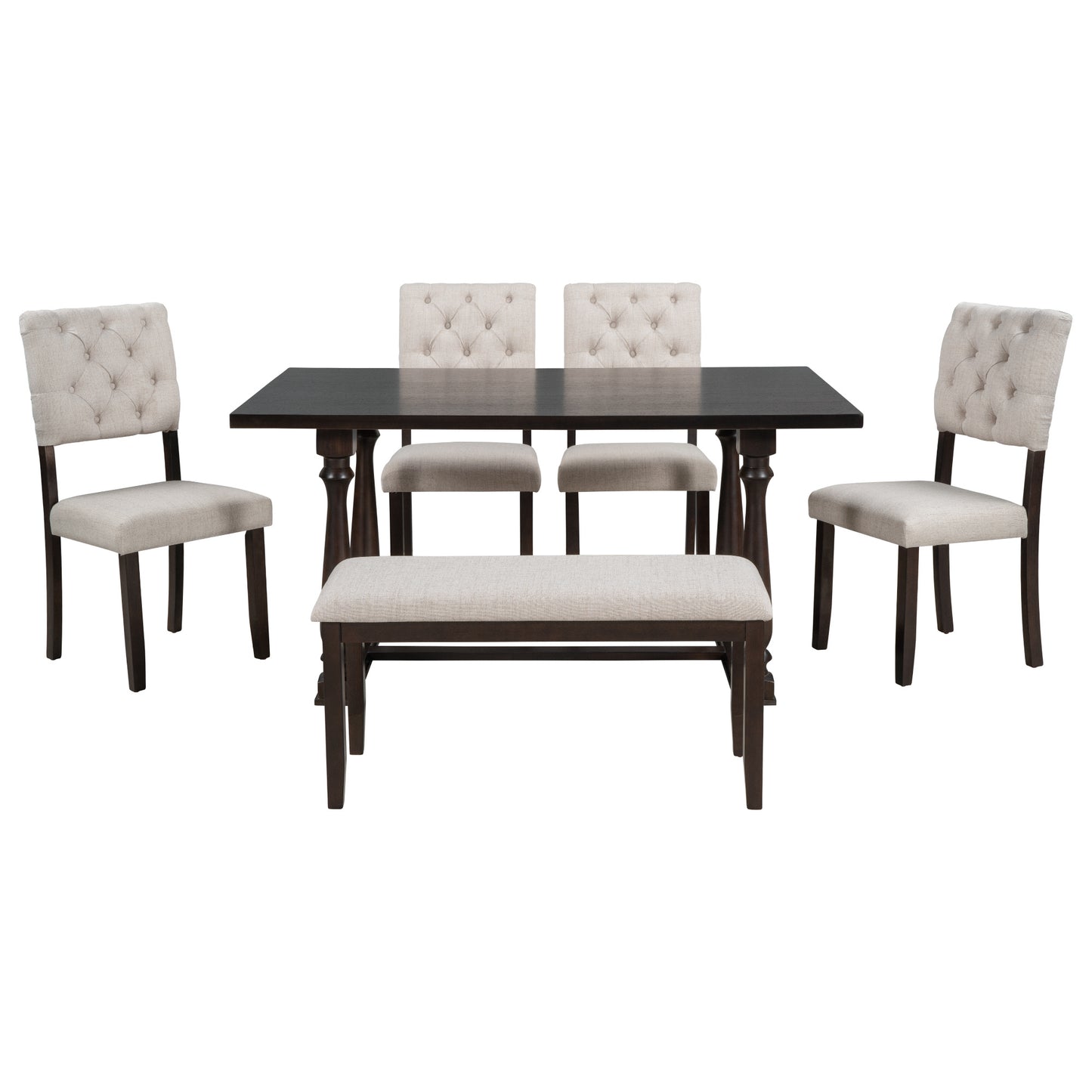 Dining Table With 4 Chairs and 1 Bench