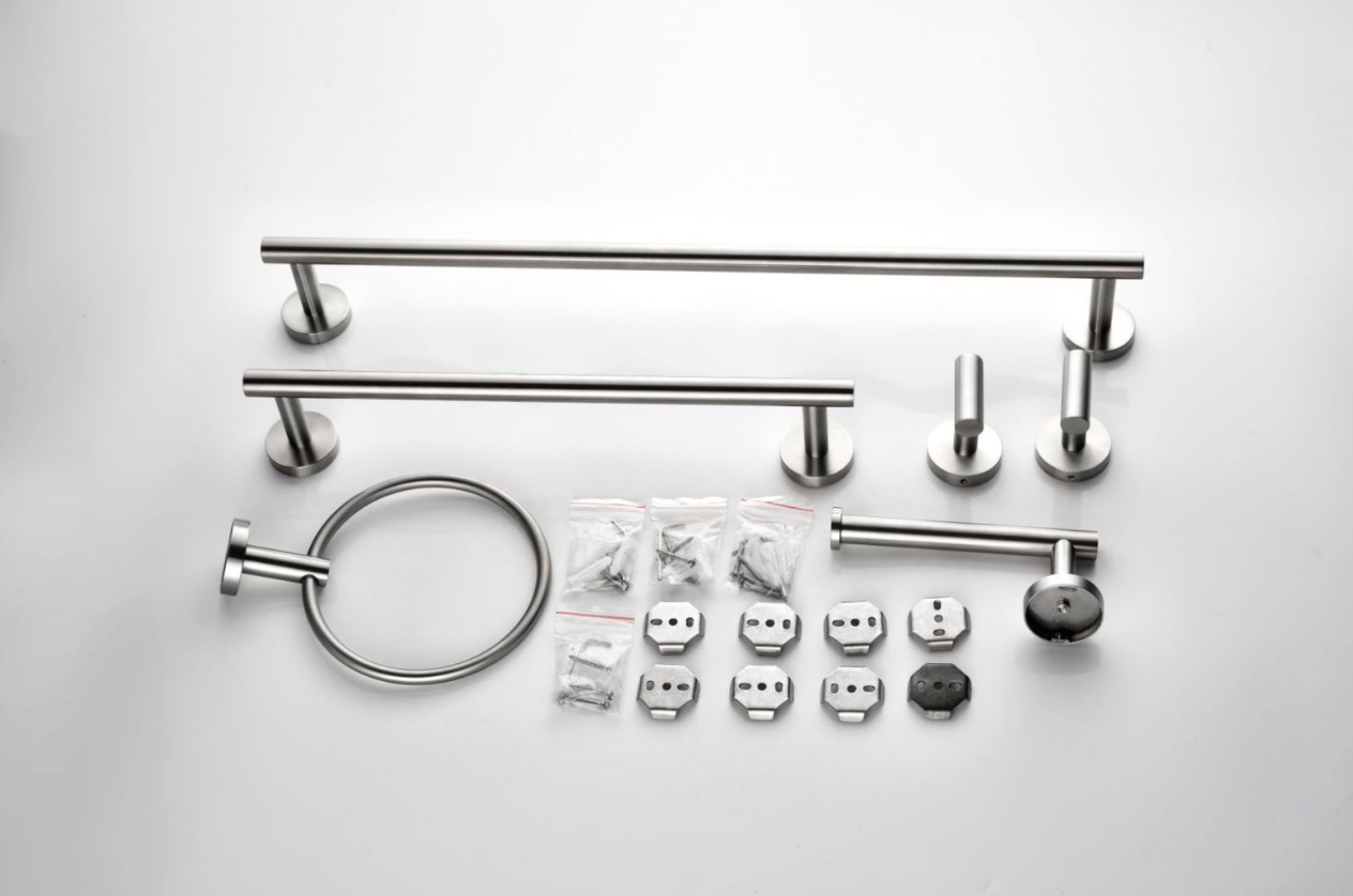 Stainless Steel Bathroom Towel Rack Set - 6 piece, Silver