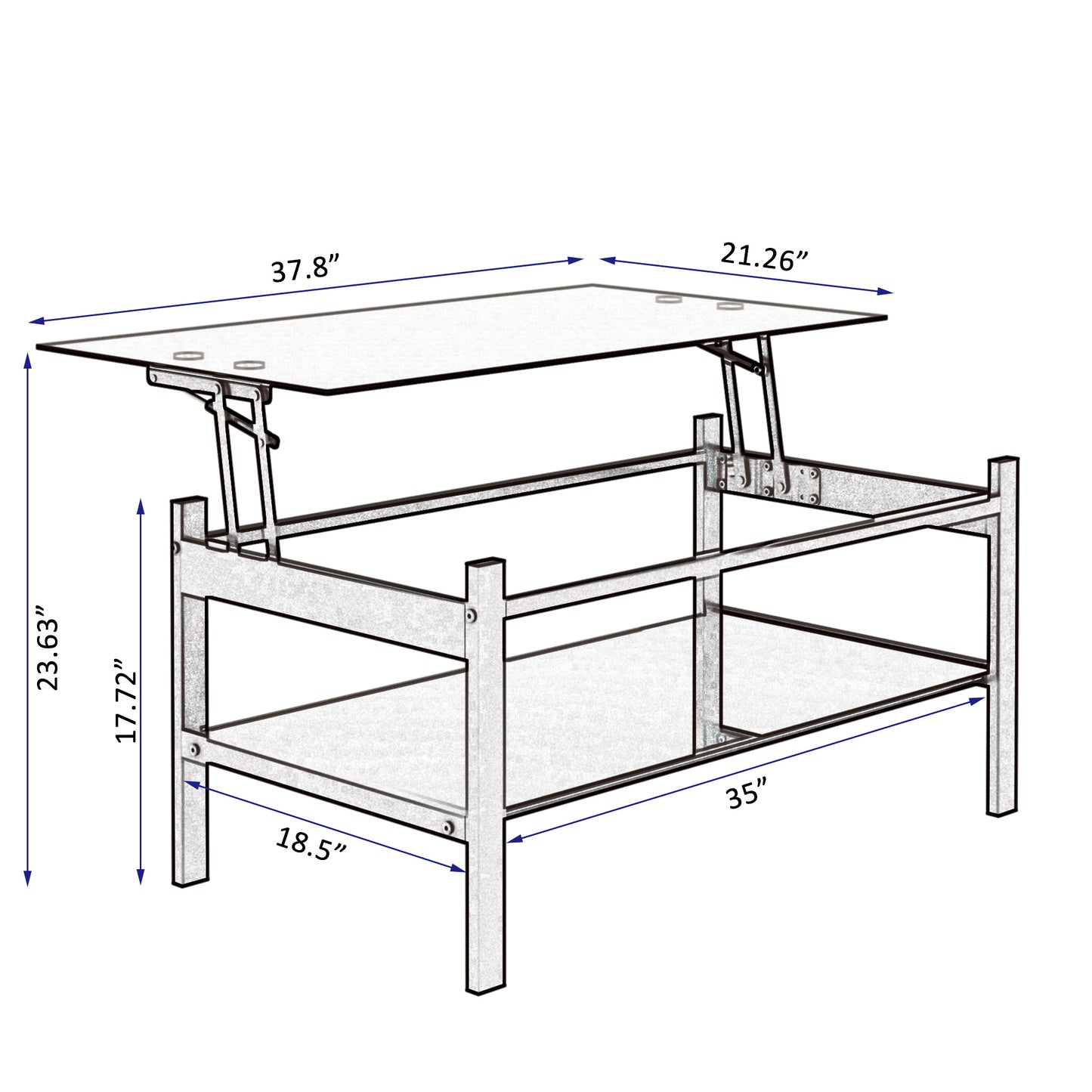 Black Glass Coffee Table with Lift-Top