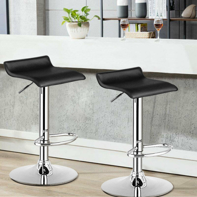 Adjustable Leather Backless Bar Stools - Set of 2