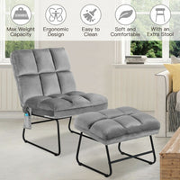 Velvet Massage Chair with Ottoman