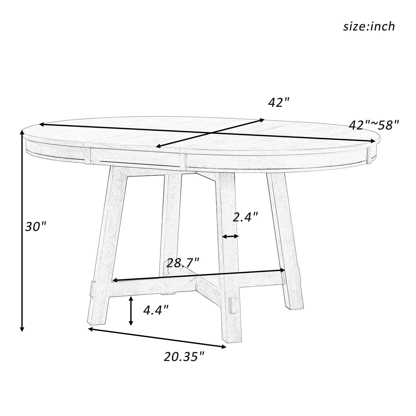 Round Dining Table with 16" Leaf - Farmhouse Style