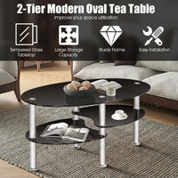 Tempered Glass Oval Coffee Table