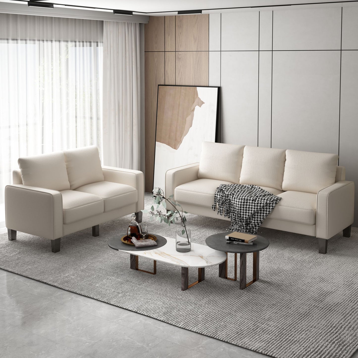 Modern Loveseat and Sofa Set