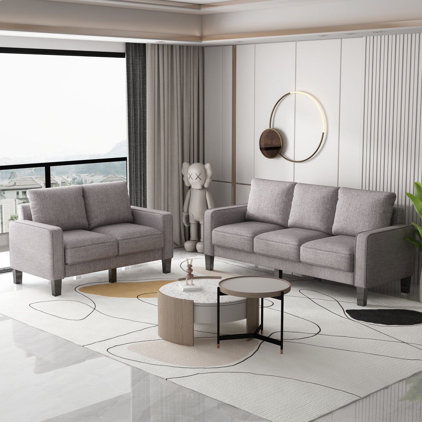 Modern Loveseat and Sofa Set