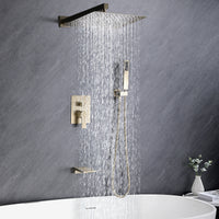 Wall Mounted Rainfall Shower Head System - Brushed Gold