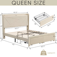 Bed Frame With Charge Ports and Storage - Queen