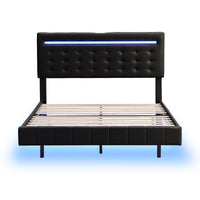 Floating Bed Frame with LED Lights and Charging Port - Full