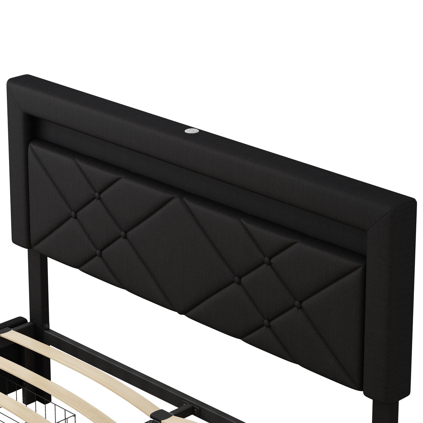 Bed Frame with Lights, Charging & Storage - Queen