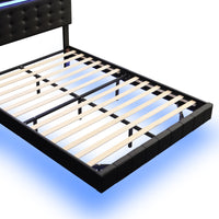 Floating Bed Frame with LED Lights and Charging Port - Full