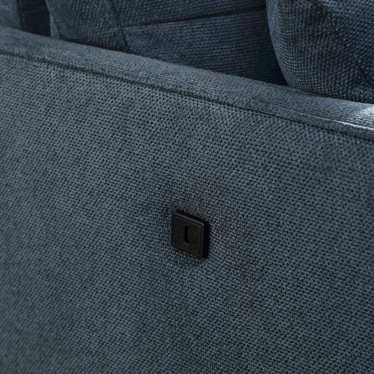 Blue Loveseat with Built-In USB Charging Port