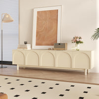 Modern TV Stand with Arched Doors - French Cream White