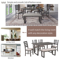 Solid Wood Dining Room Set with Table, 4 Chairs and Bench