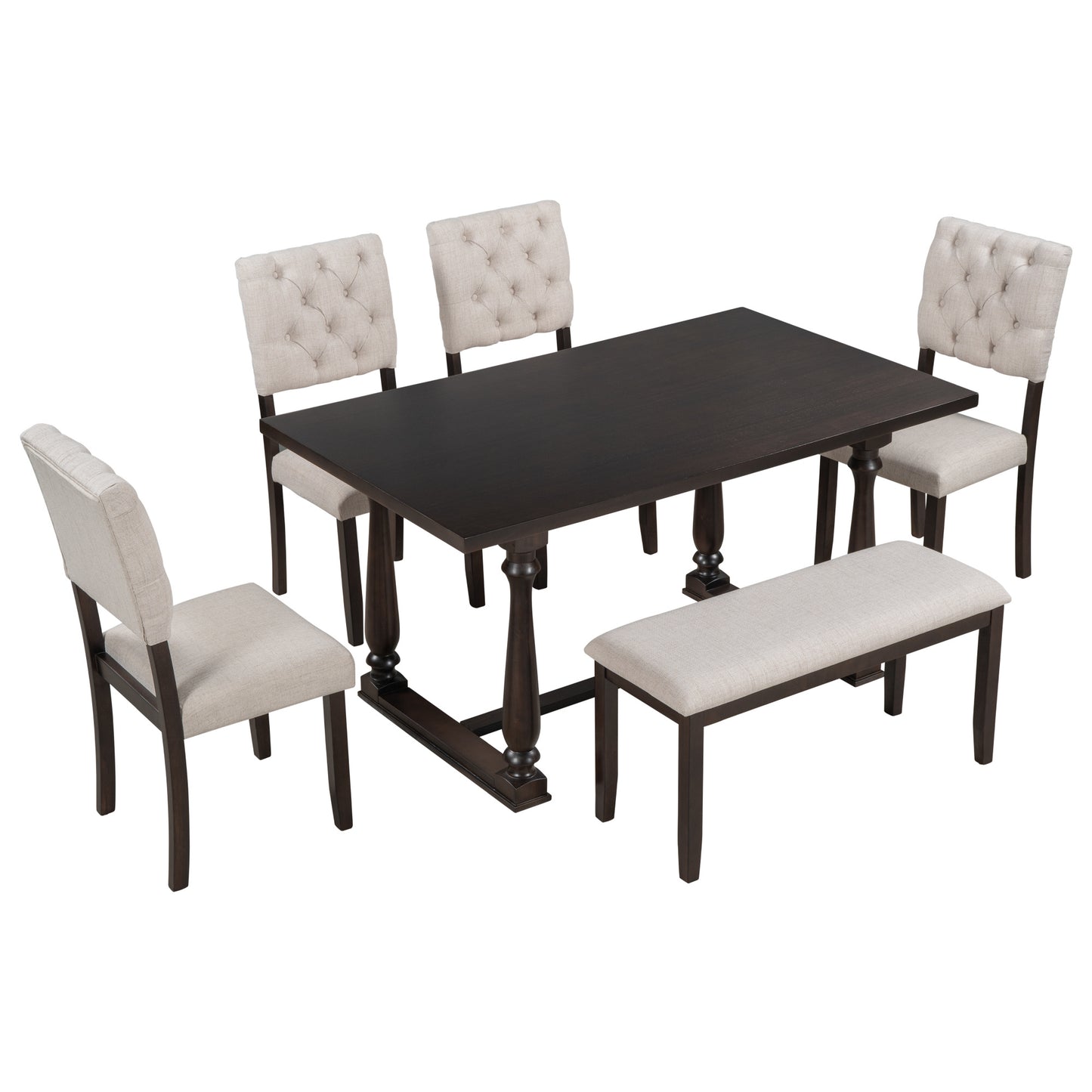 Dining Table With 4 Chairs and 1 Bench