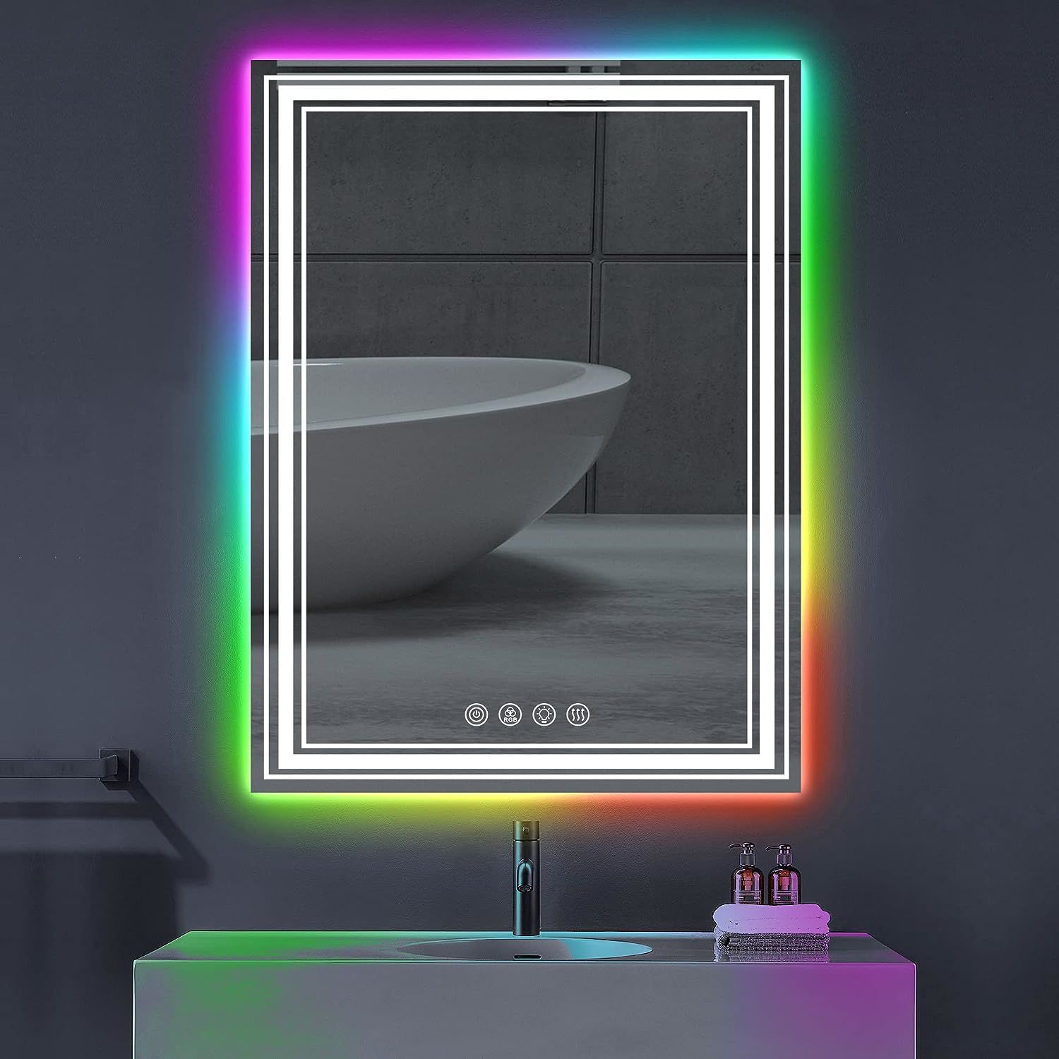 RGB LED Bathroom Mirror with Anti-fog