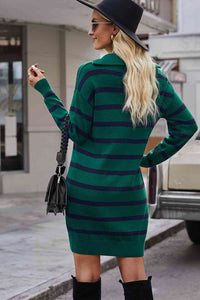 Quarter-Zip Collared Sweater Dress