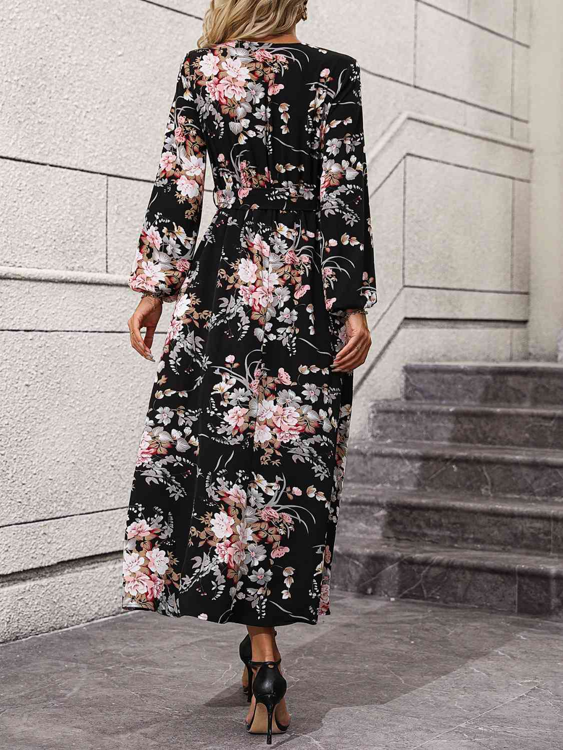 Long Sleeve Surplice Neck Dress