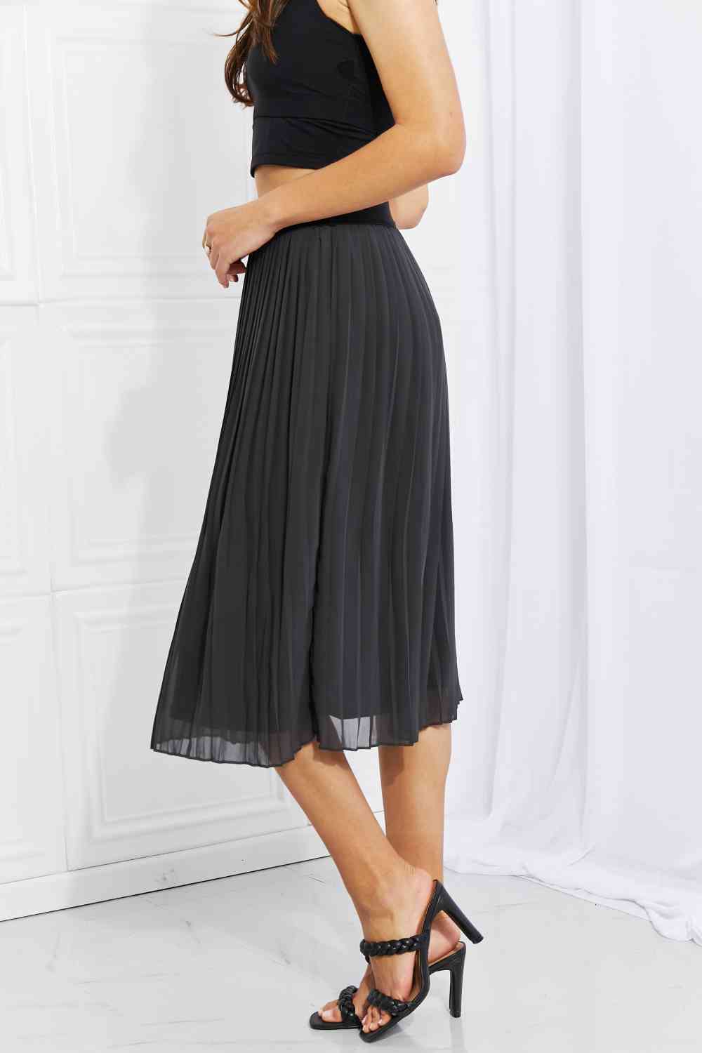 Pleated Chiffon Midi Skirt