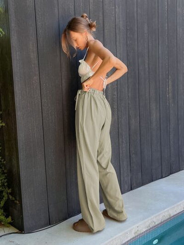 Tied High Waisted Wide Leg Pants