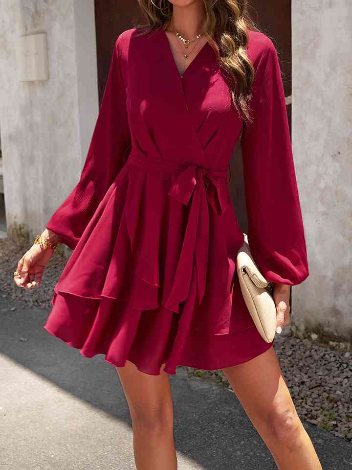 Surplice Neck Long Sleeve Dress