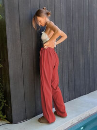 Tied High Waisted Wide Leg Pants